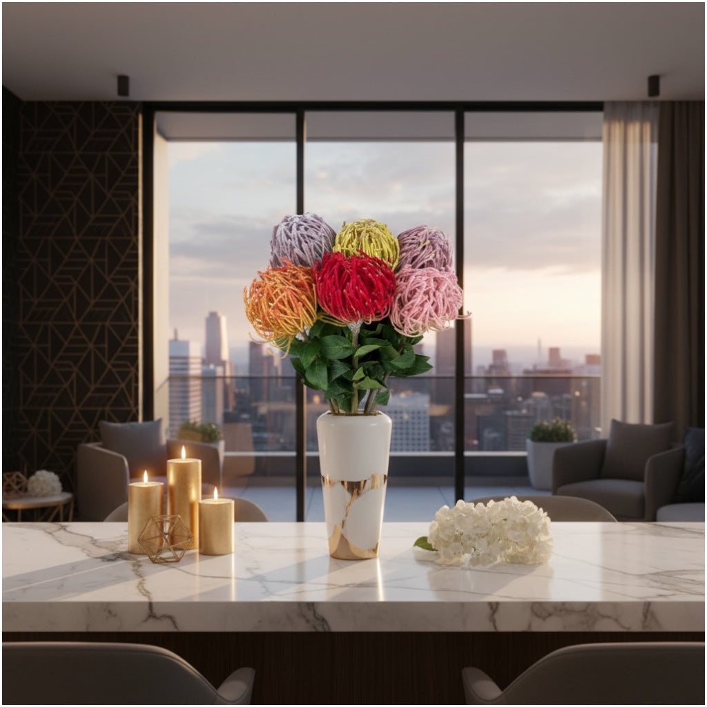 Luxury Artificial Protea Bouquet – Elegant Floral Set of 6 stems