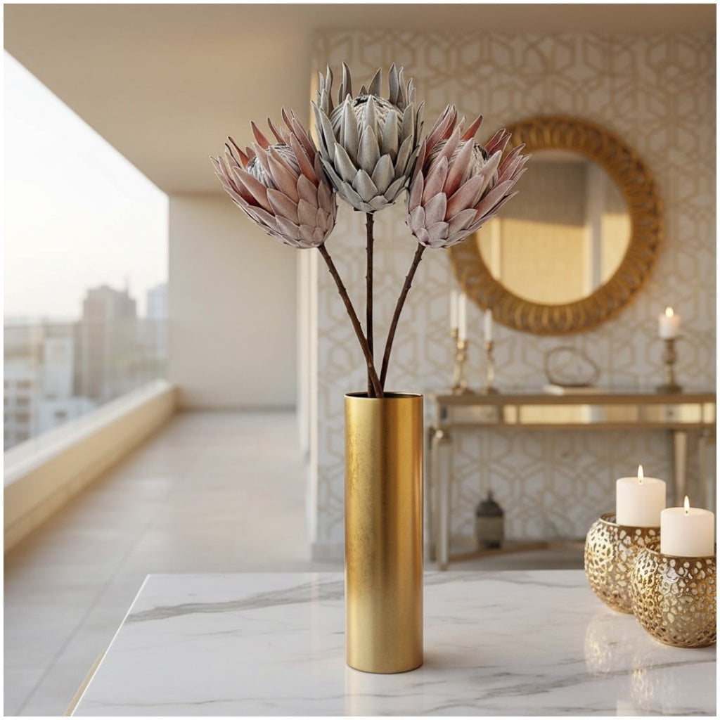 Luxury Artificial South African Protea Stems – Realistic Blooms (Set of 3)