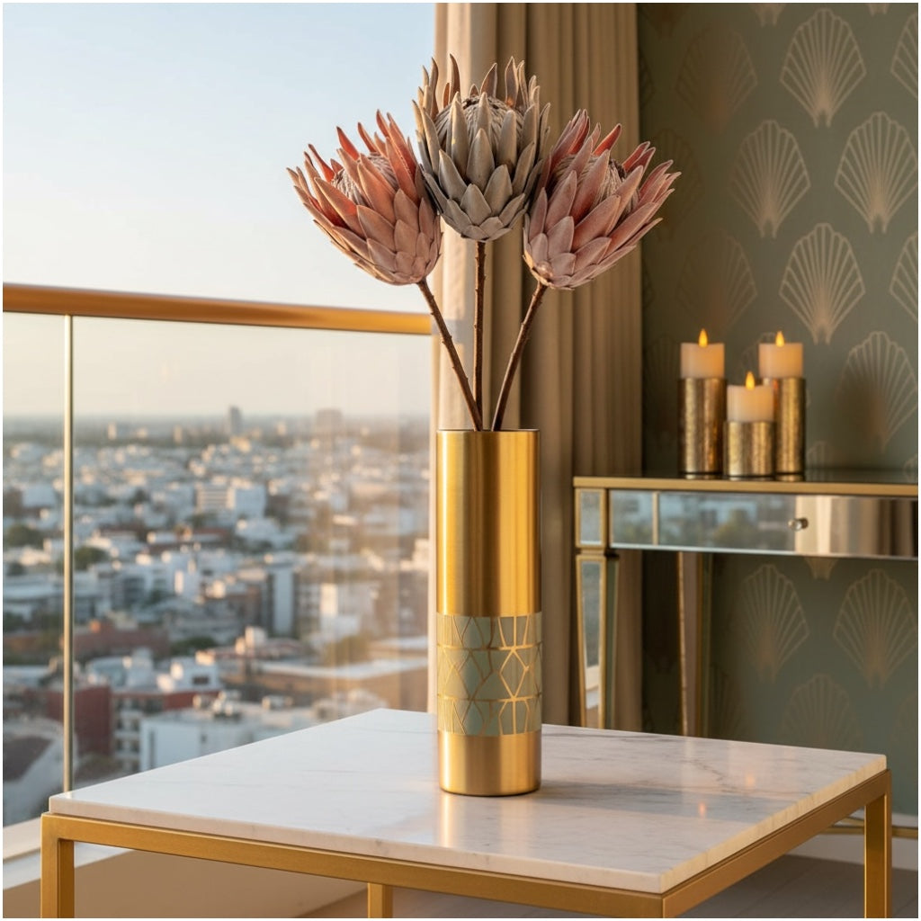 Luxury Artificial South African Protea Stems – Realistic Blooms (Set of 3)