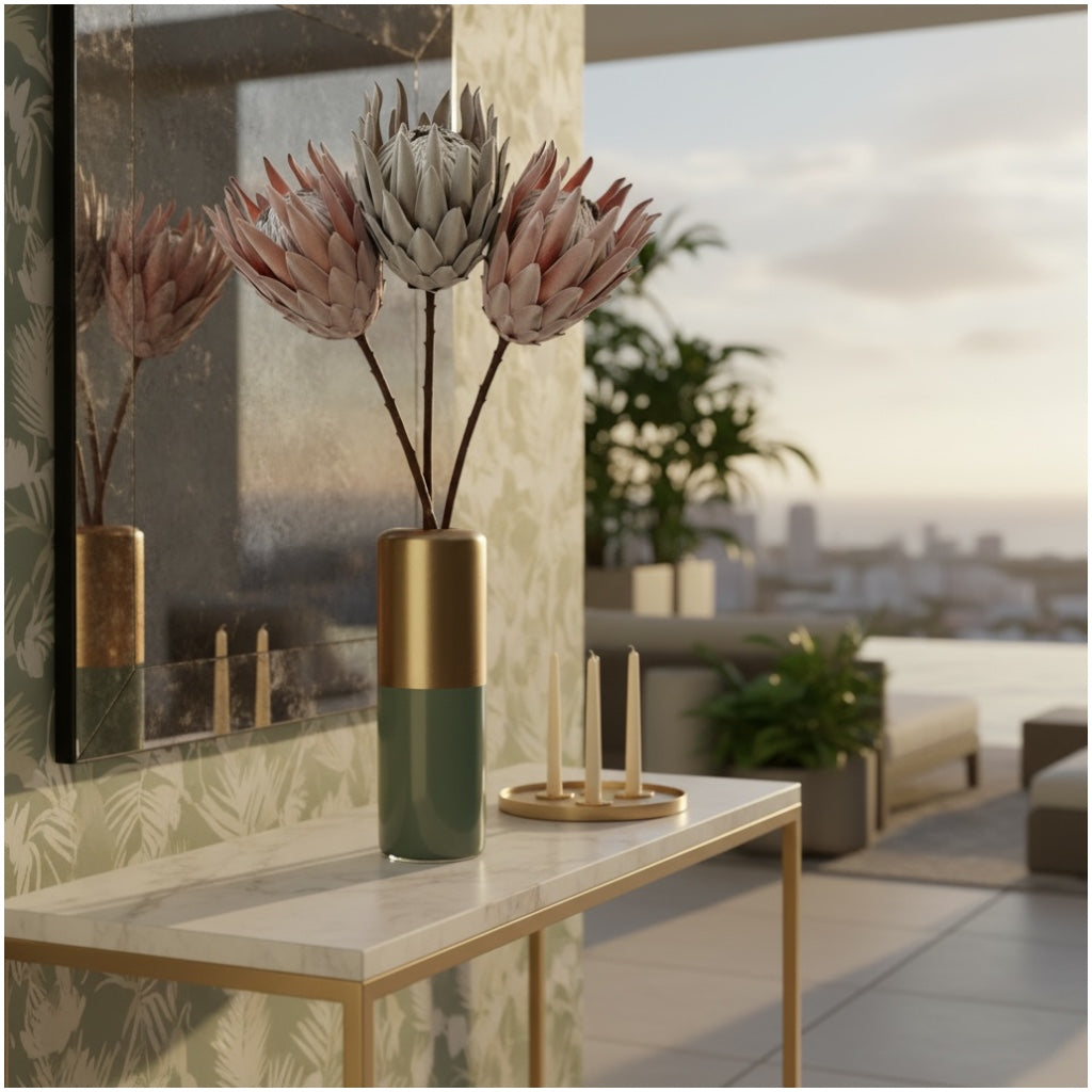 Luxury Artificial South African Protea Stems – Realistic Blooms (Set of 3)