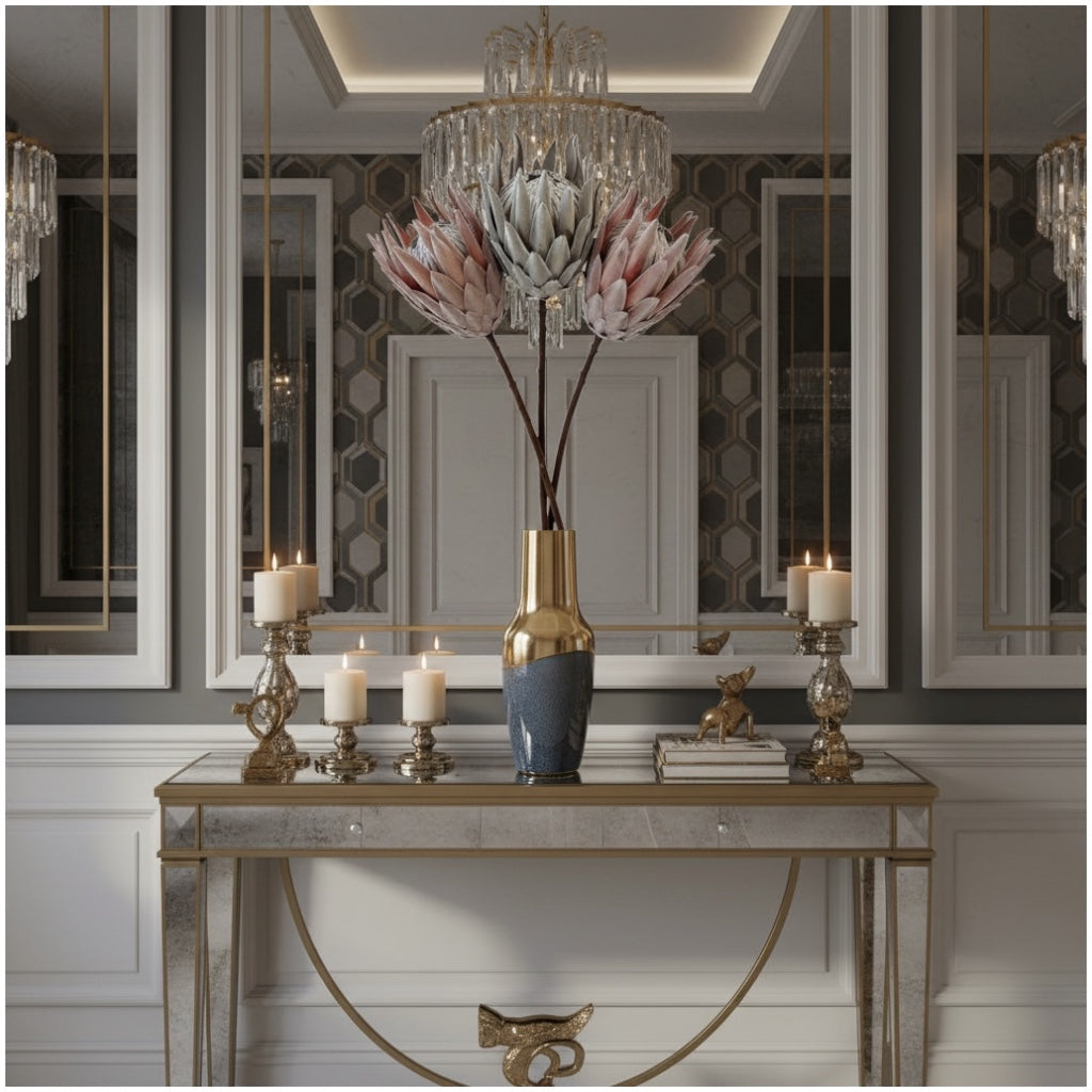 Luxury Artificial South African Protea Stems – Realistic Blooms (Set of 3)