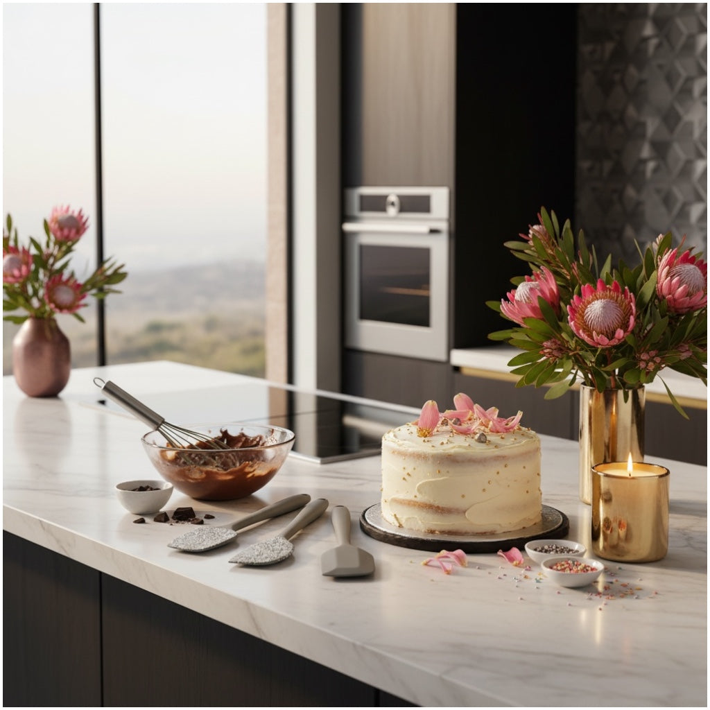 Grey and White Silicone Utensil Set –Stainless Steel and Silicone (5 Piece)