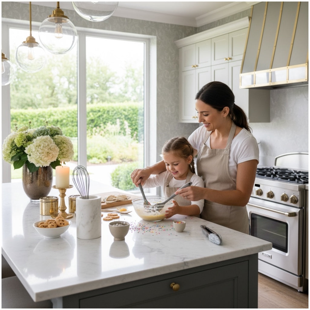 Grey and White Silicone Utensil Set –Stainless Steel and Silicone (5 Piece)