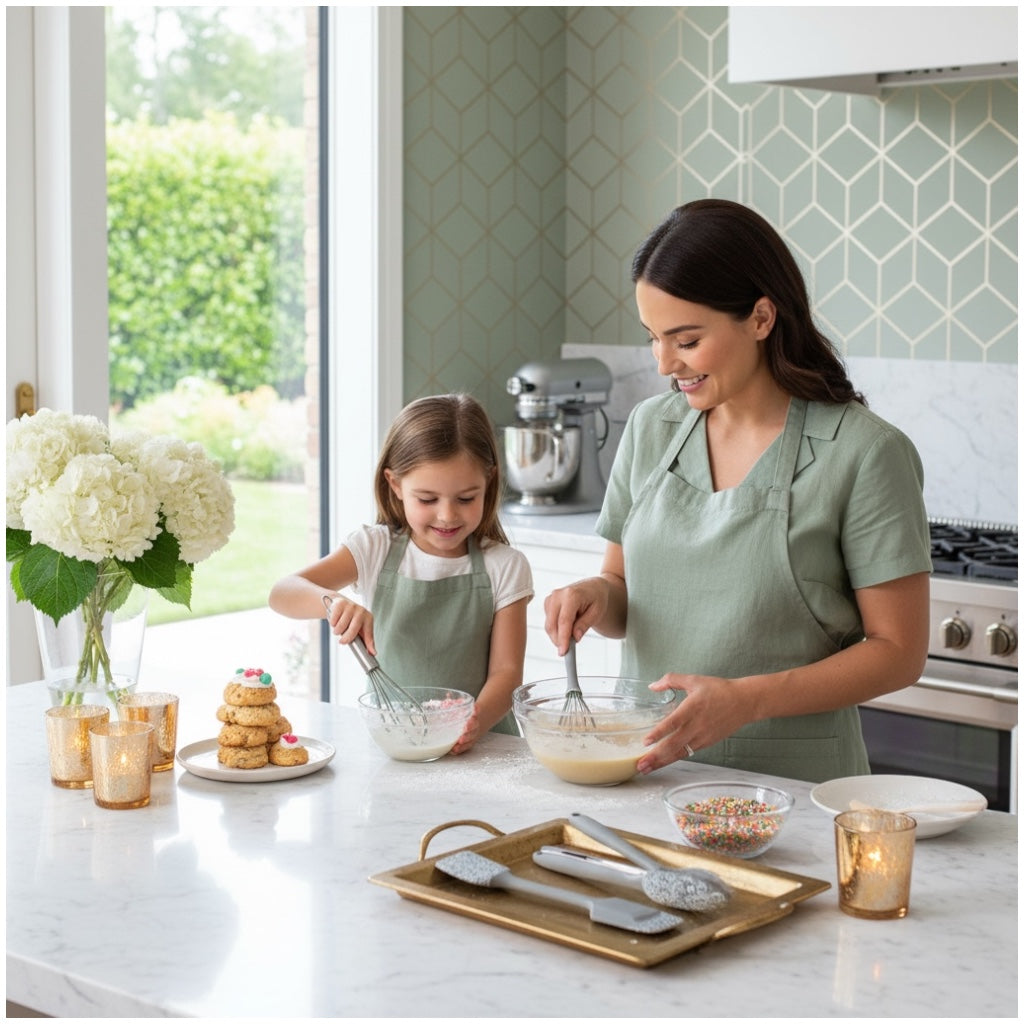 Grey and White Silicone Utensil Set –Stainless Steel and Silicone (5 Piece)