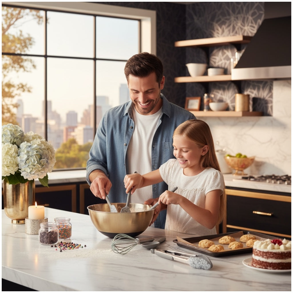 Grey and White Silicone Utensil Set –Stainless Steel and Silicone (5 Piece)