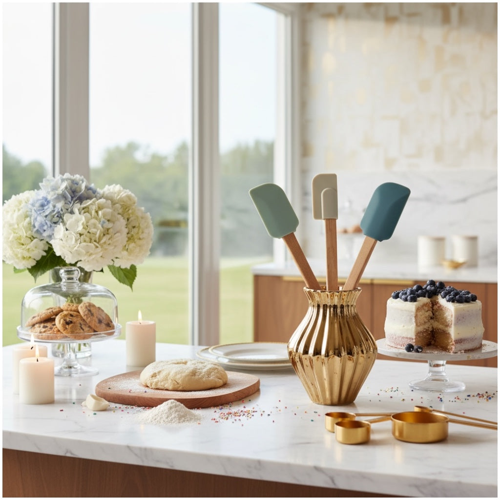 Silicone Spatula, Spoon and Scraper Set of 3 – Non-Stick Baking Tools