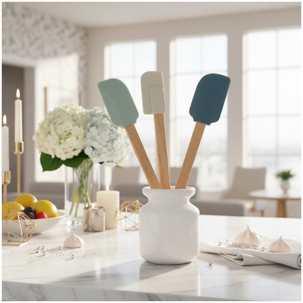 Silicone Spatula, Spoon and Scraper Set of 3 – Non-Stick Baking Tools