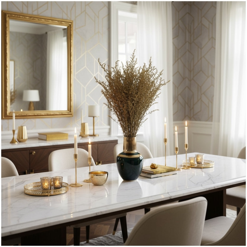 Real Preserved Caspia Stems – Dried Floral Bouquet – 80cm - Mustard Yellow