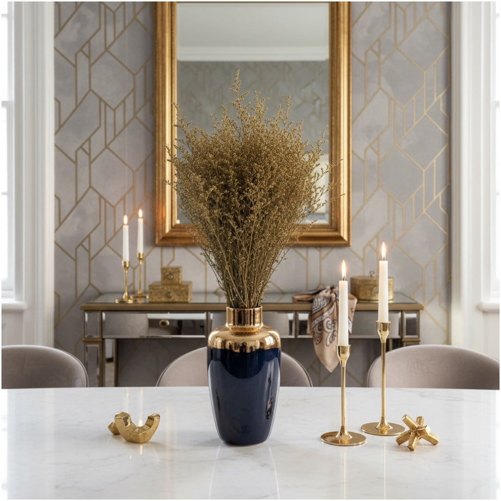 Real Preserved Caspia Stems – Dried Floral Bouquet – 80cm - Mustard Yellow