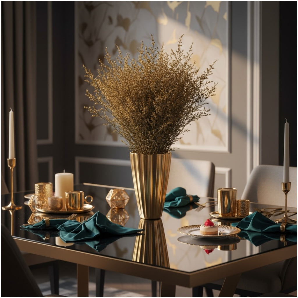 Real Preserved Caspia Stems – Dried Floral Bouquet – 80cm - Mustard Yellow