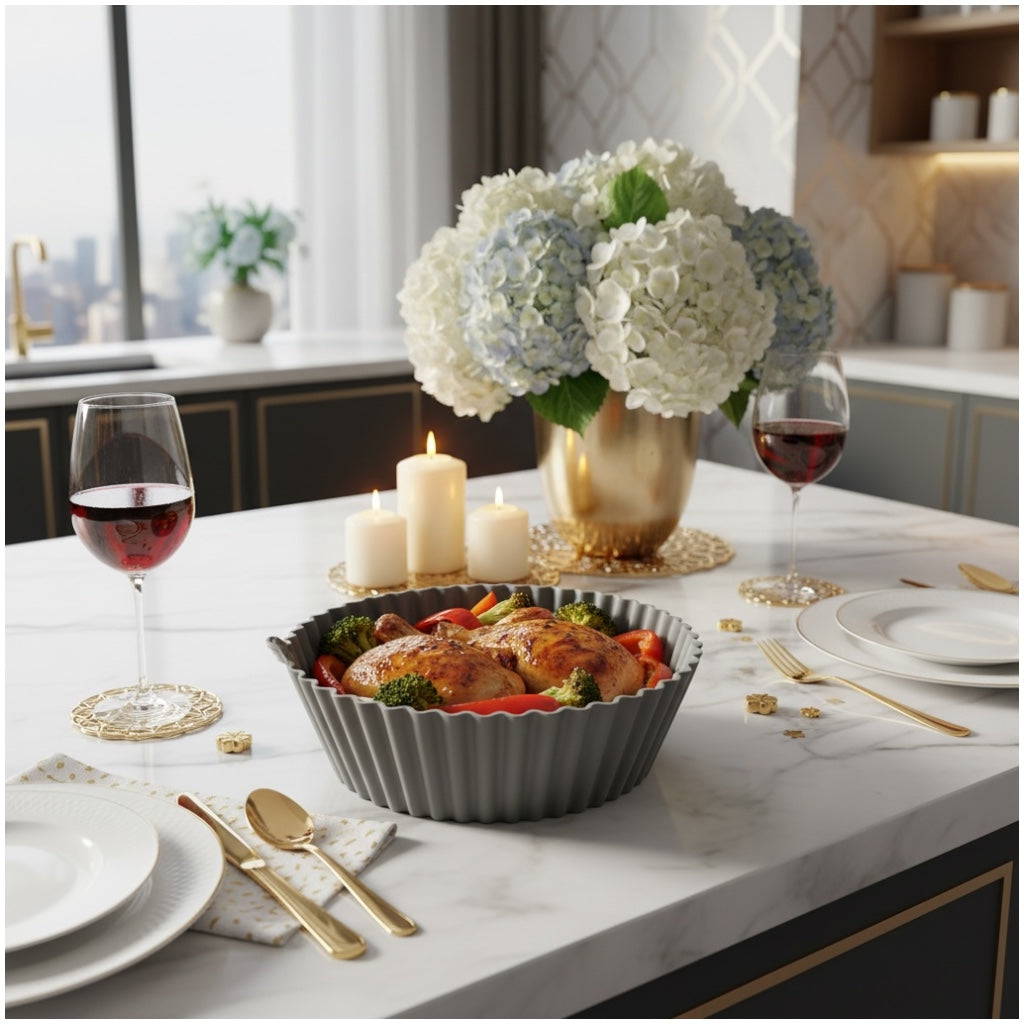 Essential Air Fryer Non Stick Silicone Liner-Durable and flexible-26cm Grey