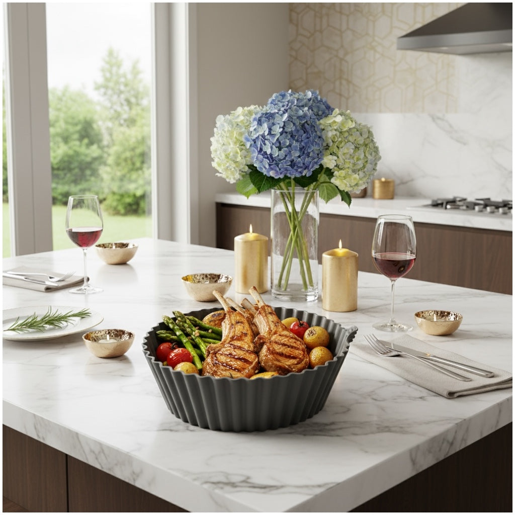 Essential Air Fryer Non Stick Silicone Liner-Durable and flexible-26cm Grey