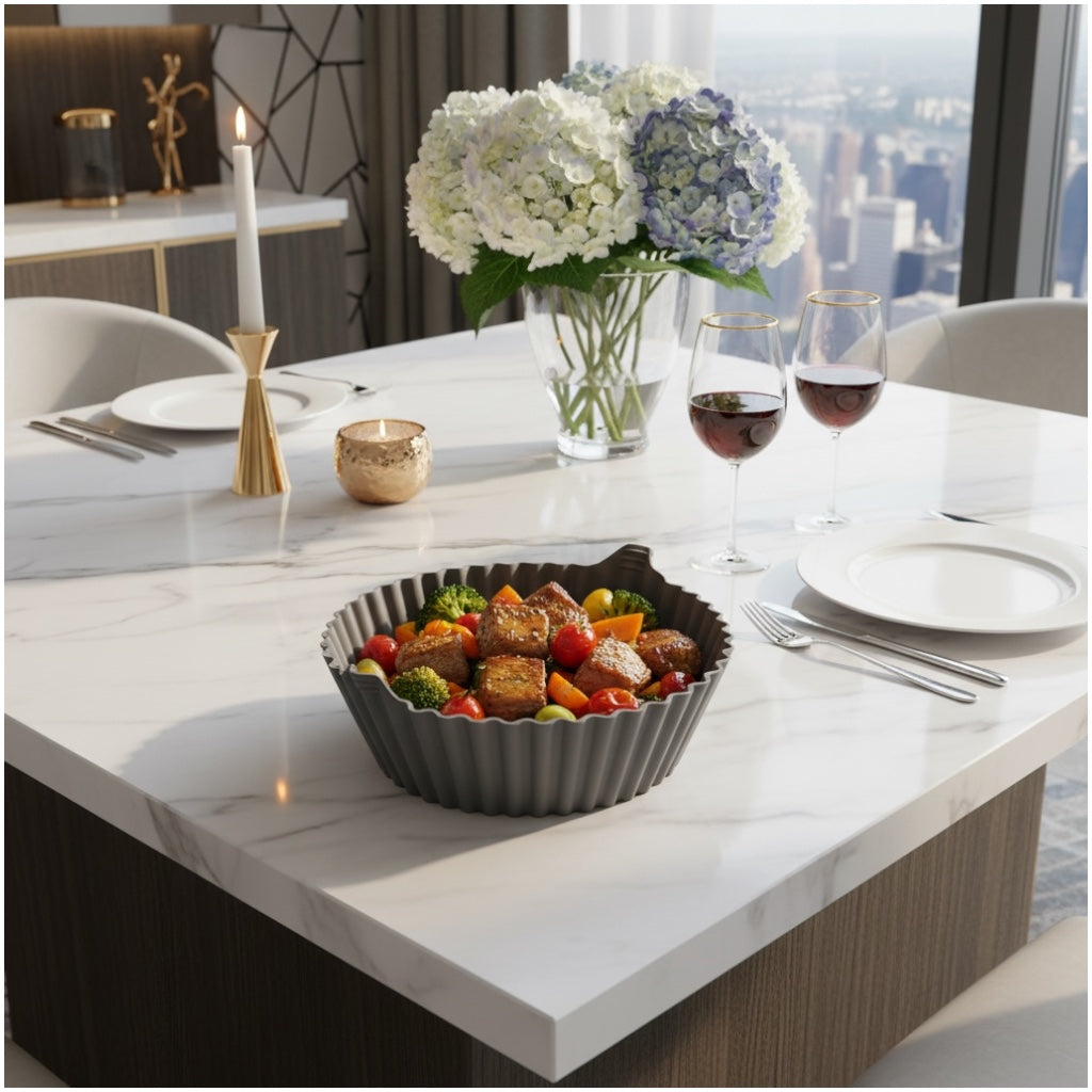 Essential Air Fryer Non Stick Silicone Liner-Durable and flexible-26cm Grey