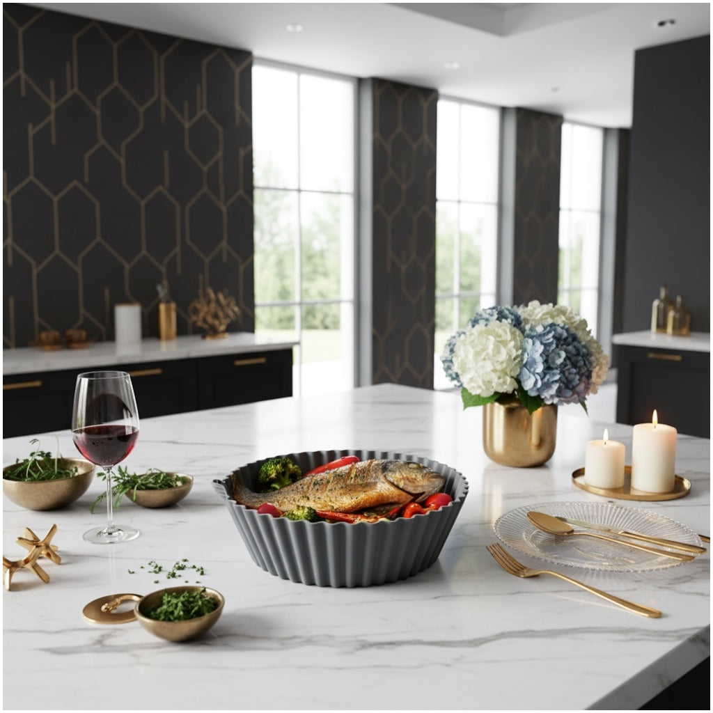 Essential Air Fryer Non Stick Silicone Liner-Durable and flexible-26cm Grey