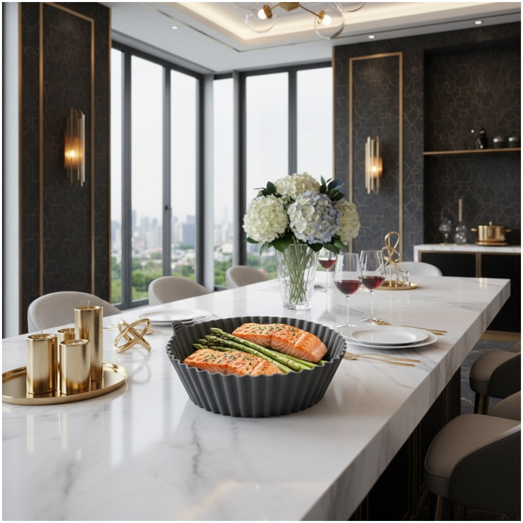 Essential Air Fryer Non Stick Silicone Liner-Durable and flexible-26cm Grey