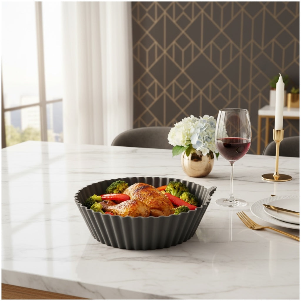 Essential Air Fryer Non Stick Silicone Liner-Durable and flexible-26cm Grey