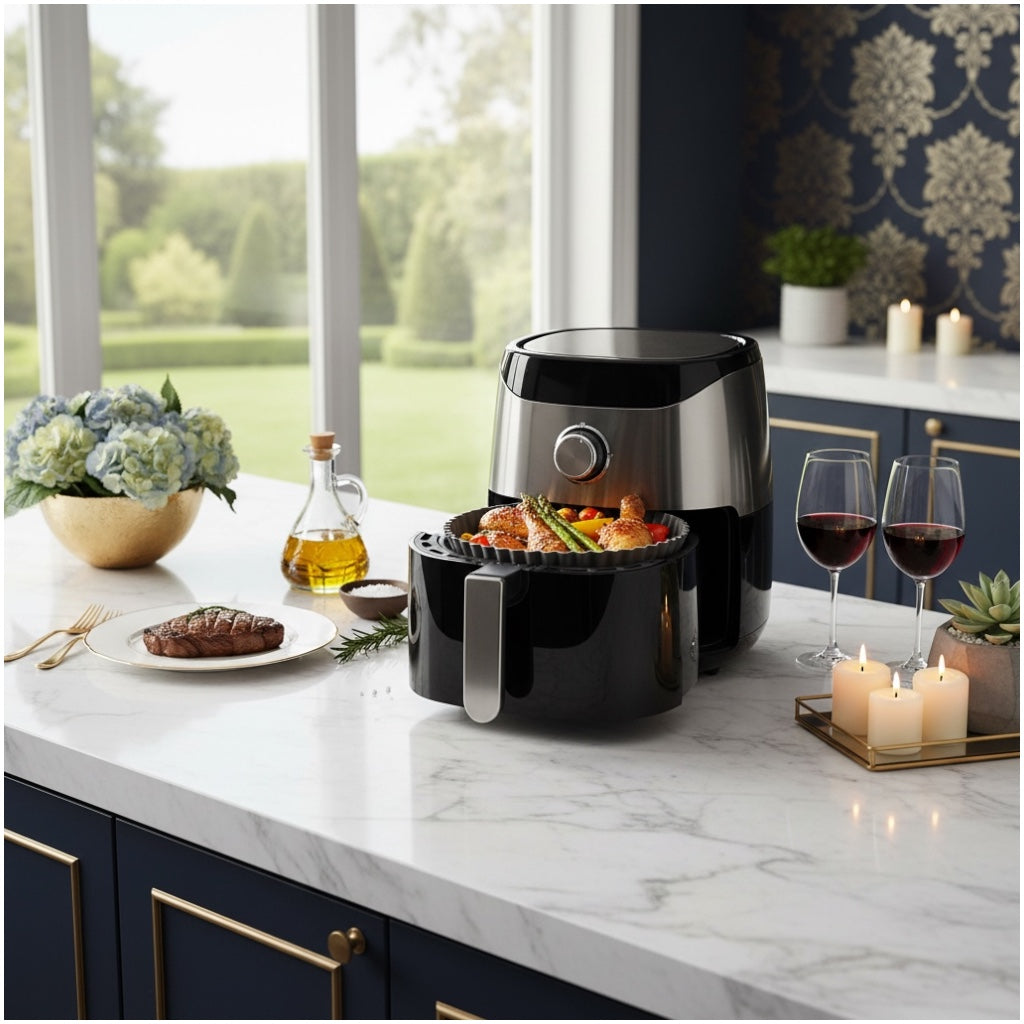 Essential Air Fryer Non Stick Silicone Liner-Durable and flexible-26cm Grey