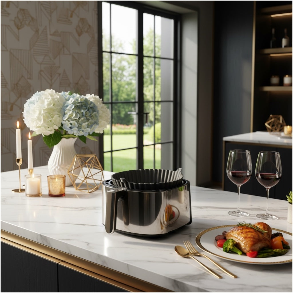 Essential Air Fryer Non Stick Silicone Liner-Durable and flexible-26cm Grey