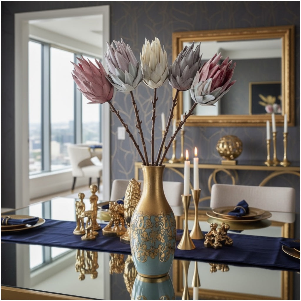 Luxury Beautiful King Protea Stems –South African National Flower -Set of 5