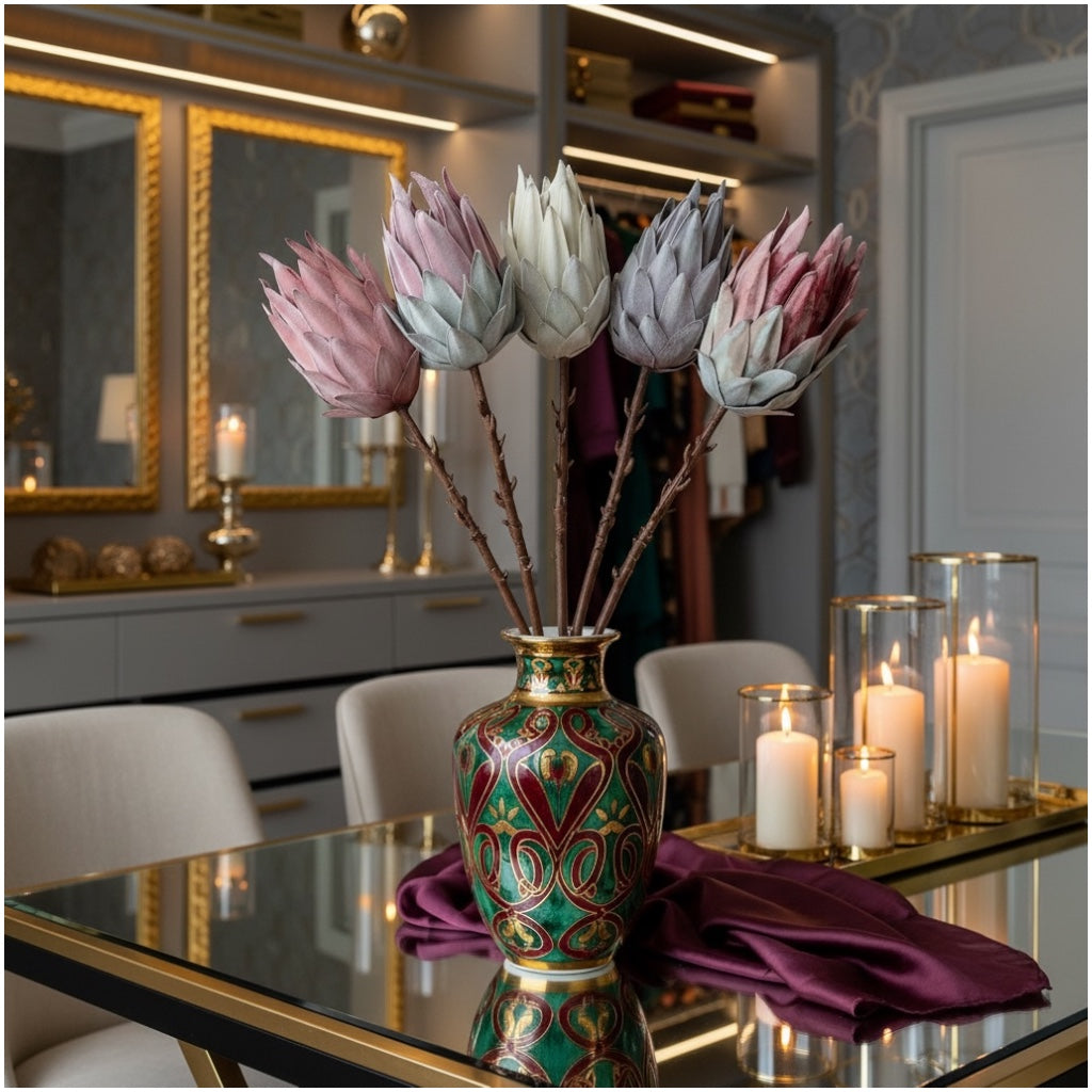 Luxury Beautiful King Protea Stems –South African National Flower -Set of 5