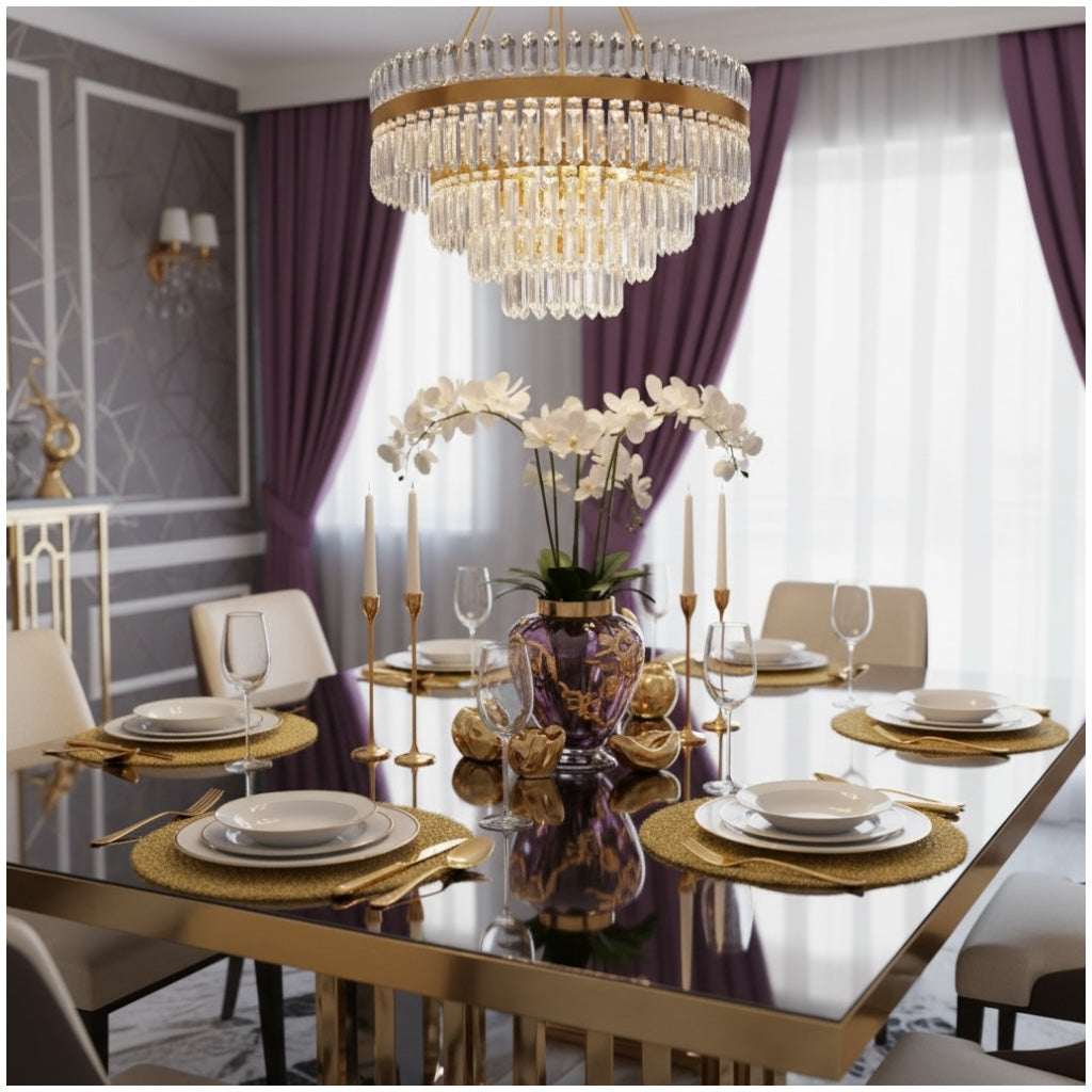 Luxury Gold Tinsel Round Placemats Set of 6 – Elegant Table Decor