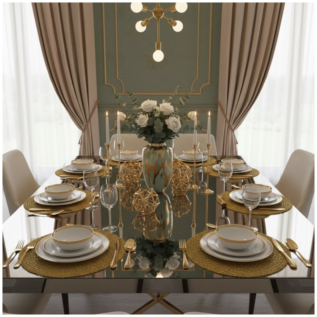 Luxury Gold Tinsel Round Placemats Set of 6 – Elegant Table Decor