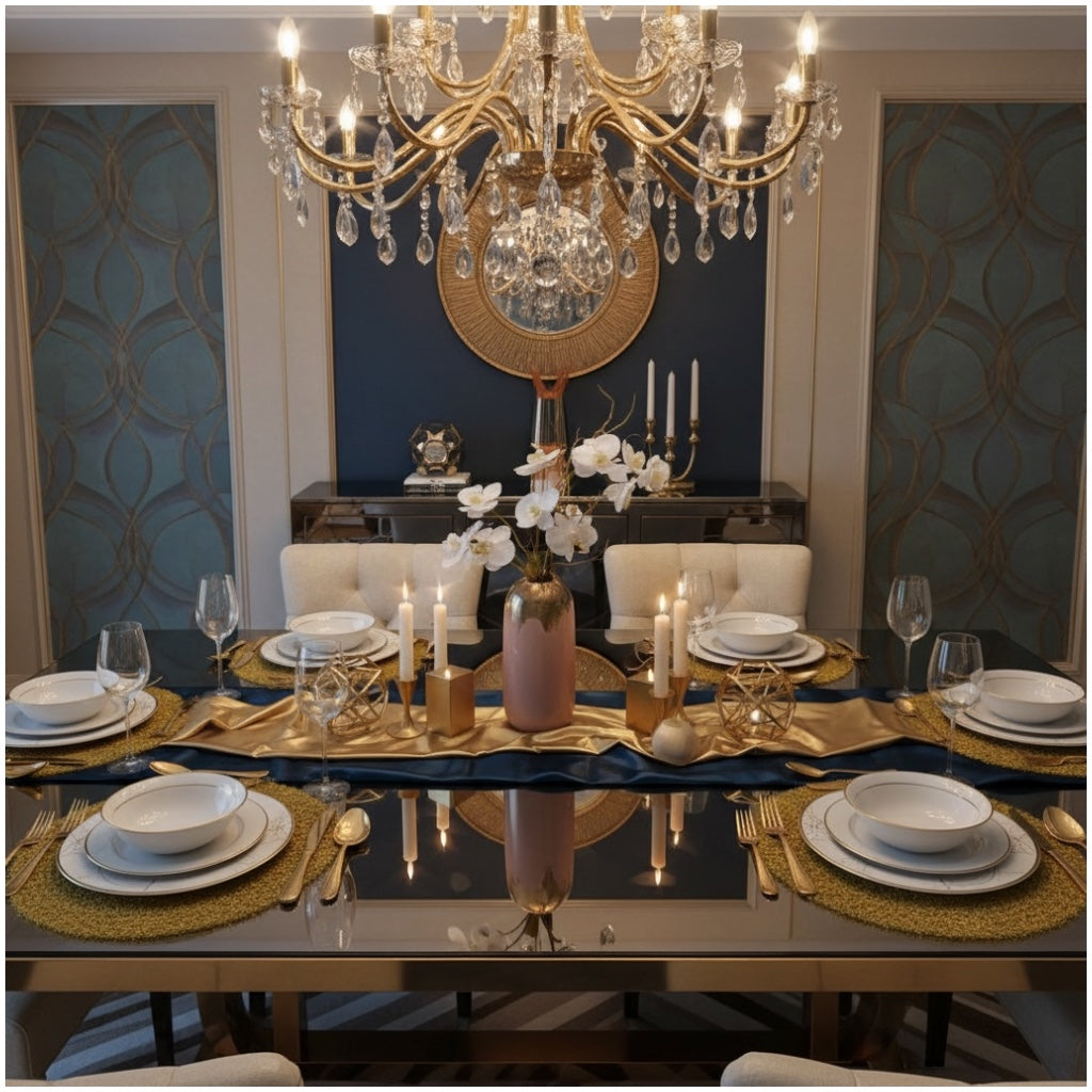 Luxury Gold Tinsel Round Placemats Set of 6 – Elegant Table Decor