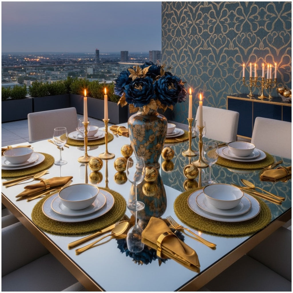 Luxury Gold Tinsel Round Placemats Set of 6 – Elegant Table Decor