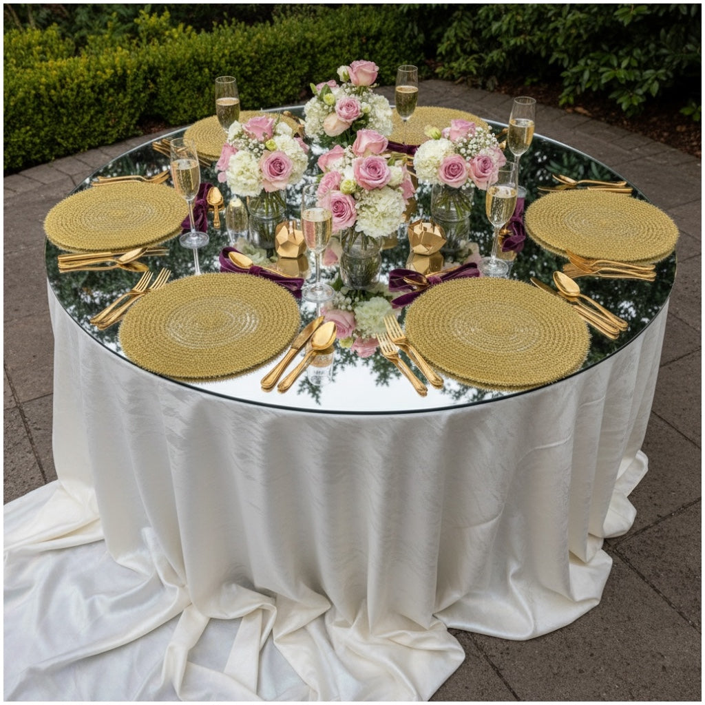 Luxury Gold Tinsel Round Placemats Set of 6 – Elegant Table Decor