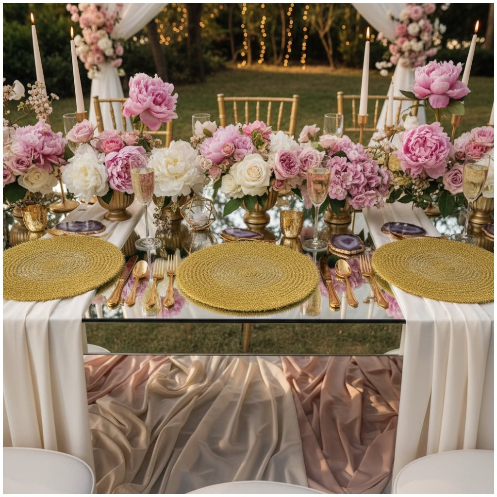 Luxury Gold Tinsel Round Placemats Set of 6 – Elegant Table Decor