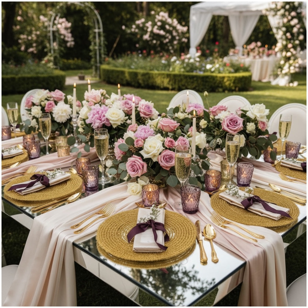 Luxury Gold Tinsel Round Placemats Set of 6 – Elegant Table Decor