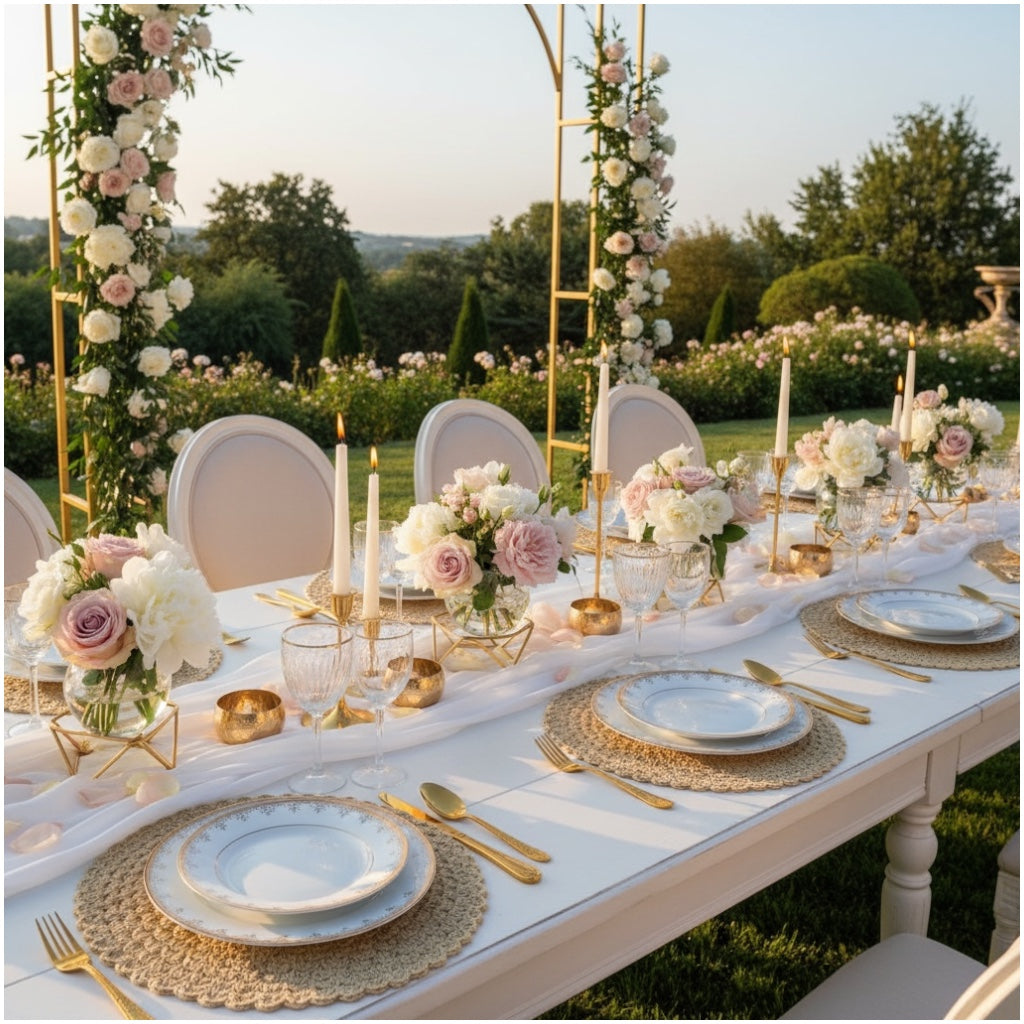 Elegant Woven Look Round Dining Placemats - Set of 4 – Cream