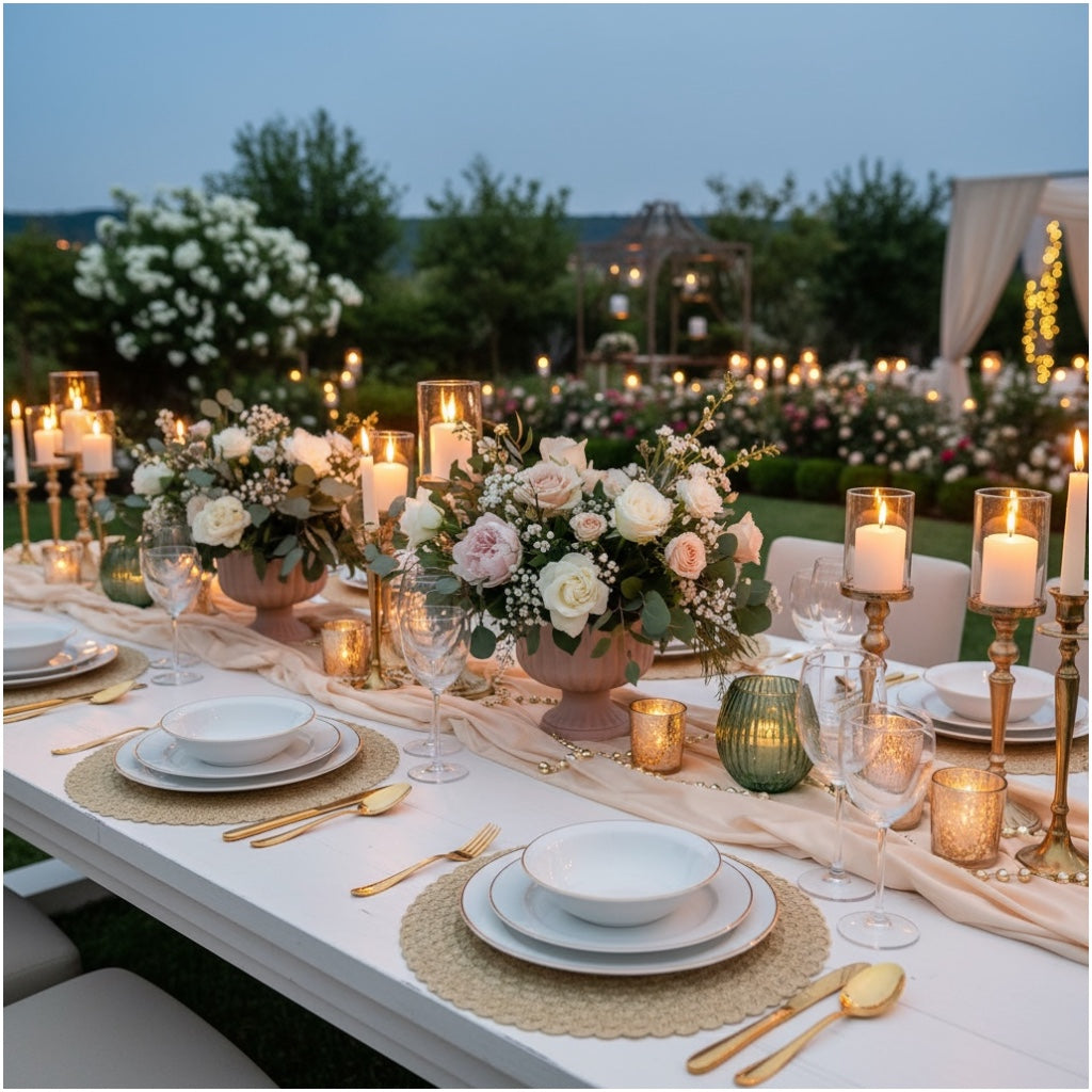 Elegant Woven Look Round Dining Placemats - Set of 4 – Cream