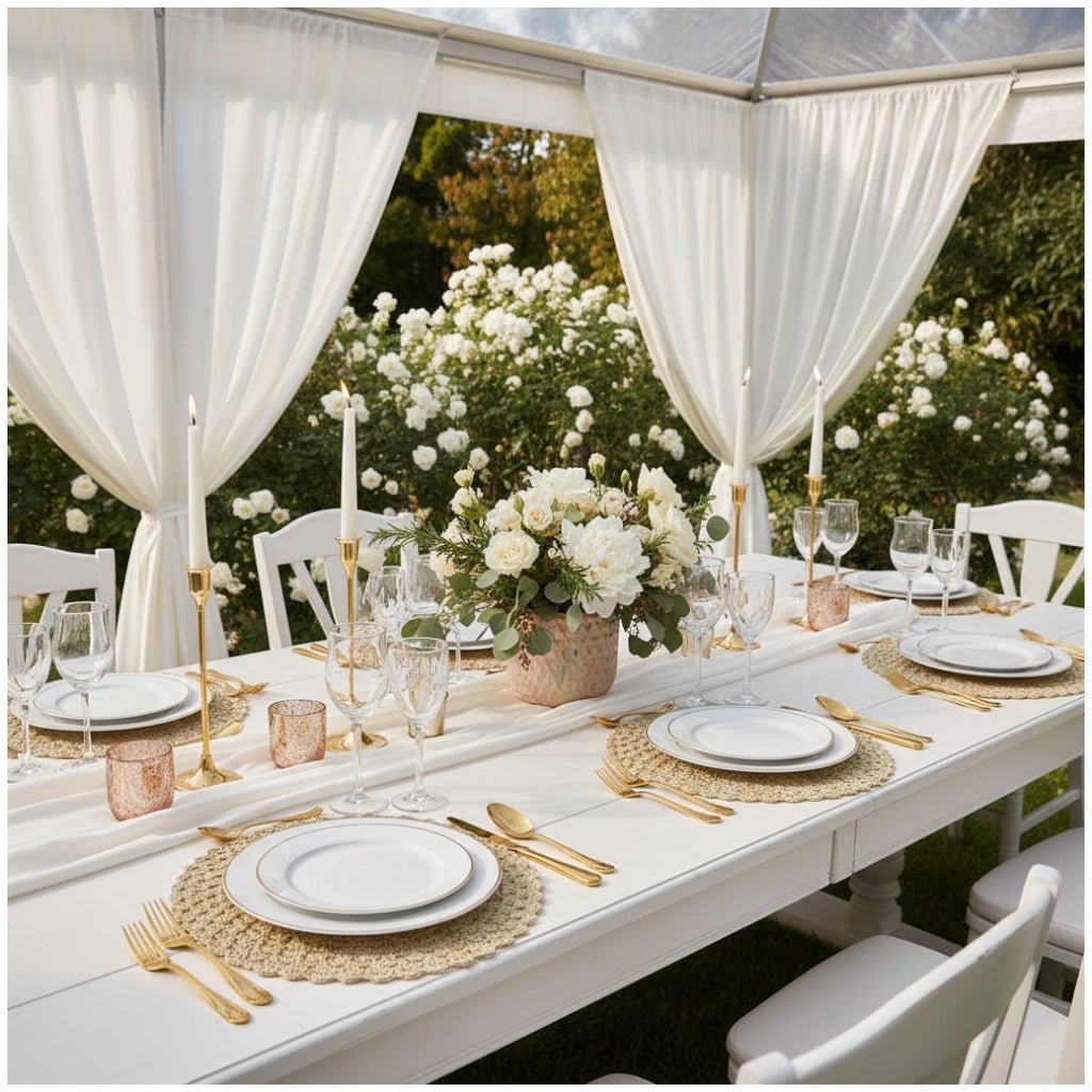 Elegant Woven Look Round Dining Placemats - Set of 4 – Cream