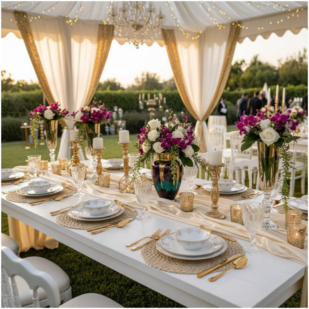 Elegant Woven Look Round Dining Placemats - Set of 4 – Cream