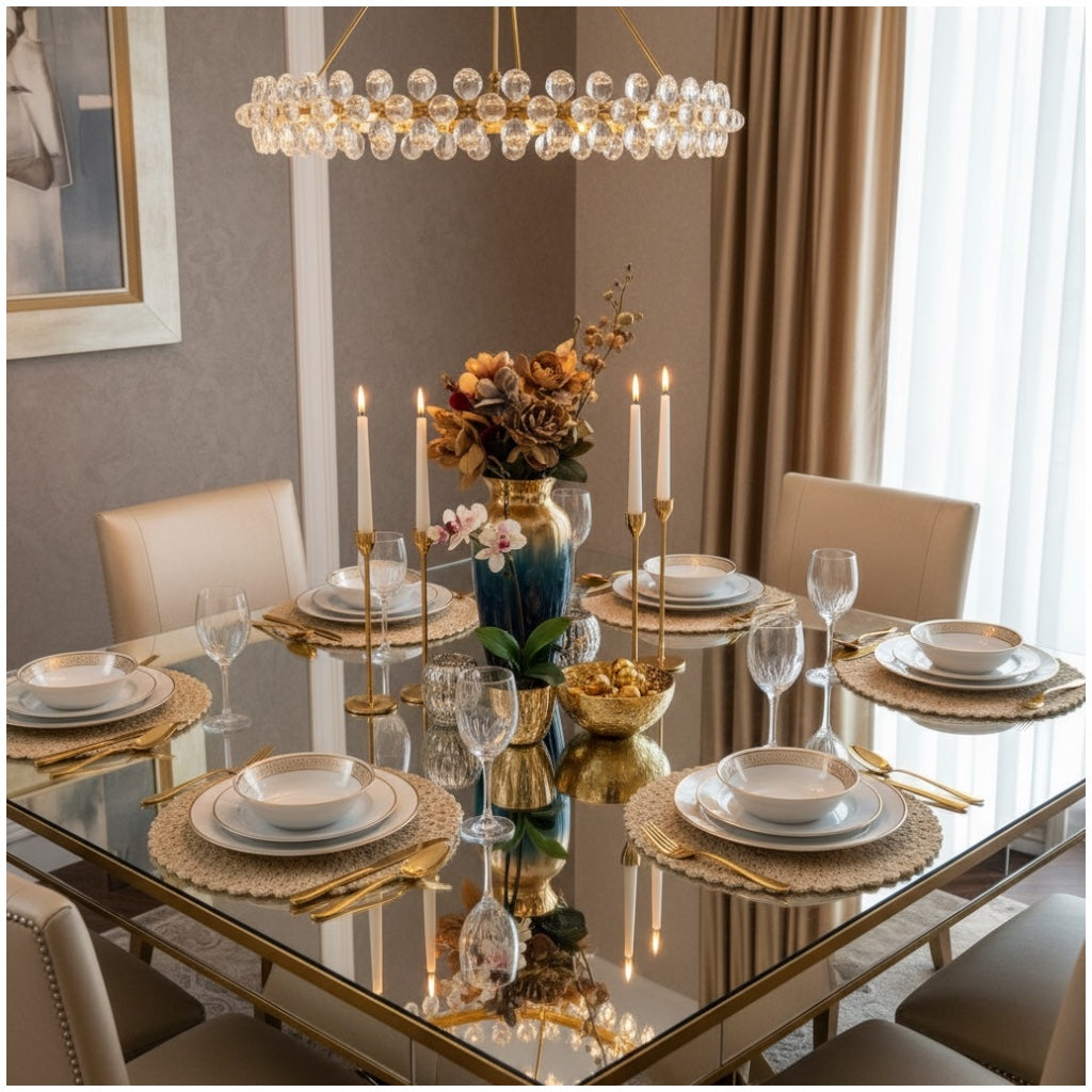 Elegant Woven Look Round Dining Placemats - Set of 4 – Cream