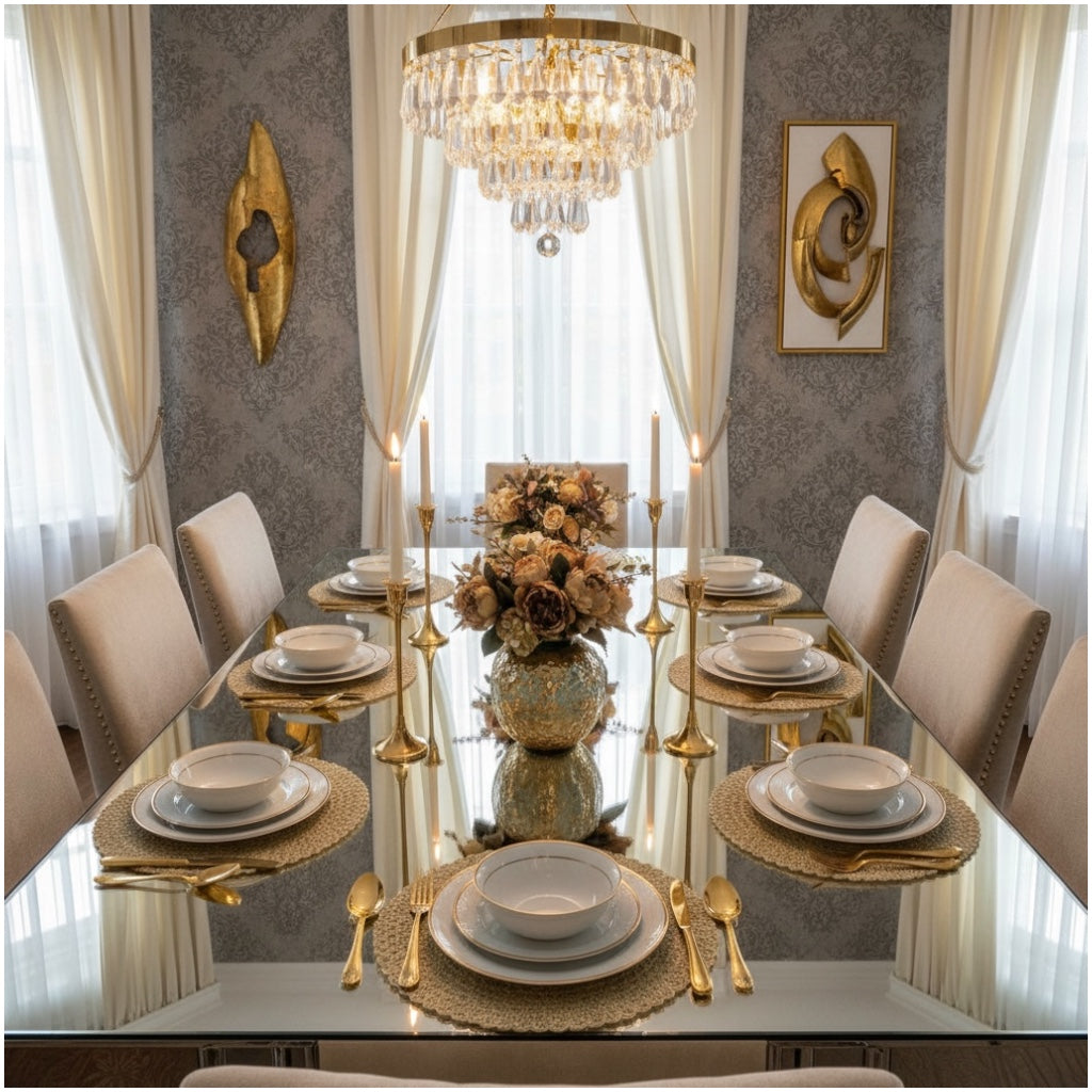 Elegant Woven Look Round Dining Placemats - Set of 4 – Cream