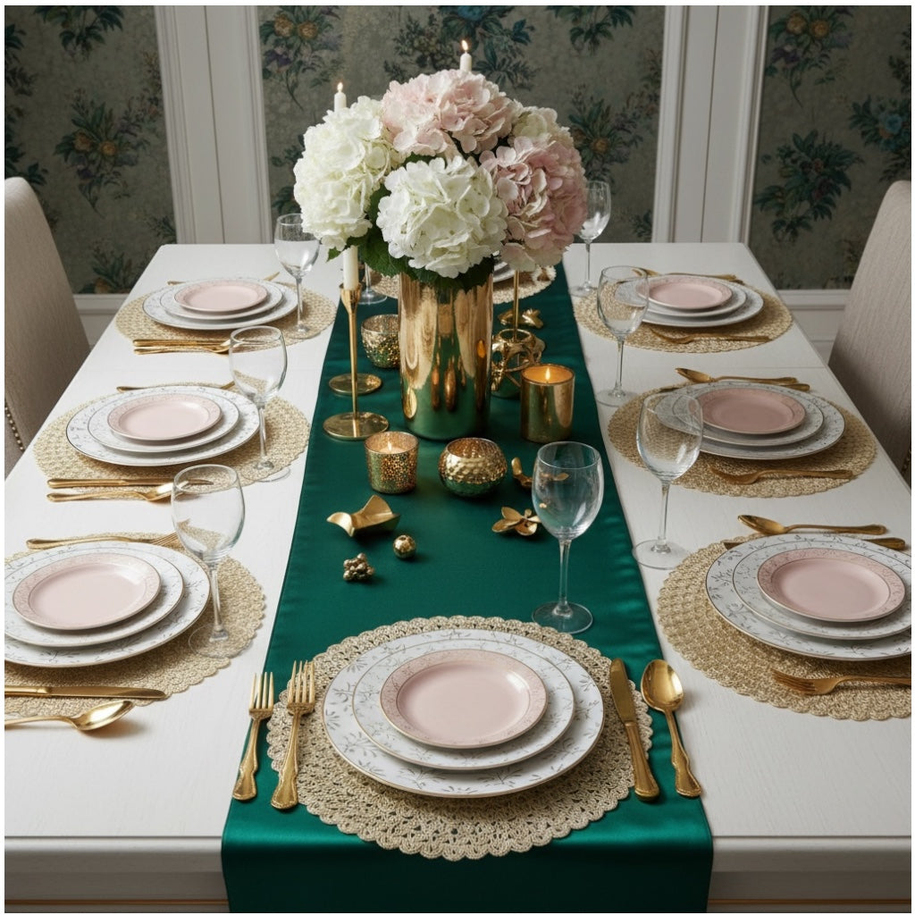 Elegant Woven Look Round Dining Placemats - Set of 4 – Cream