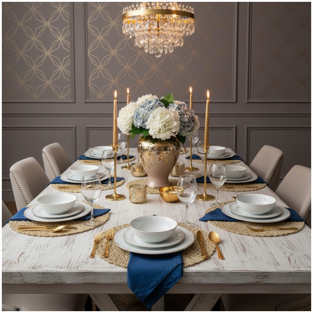 Elegant Woven Look Round Dining Placemats - Set of 4 – Cream