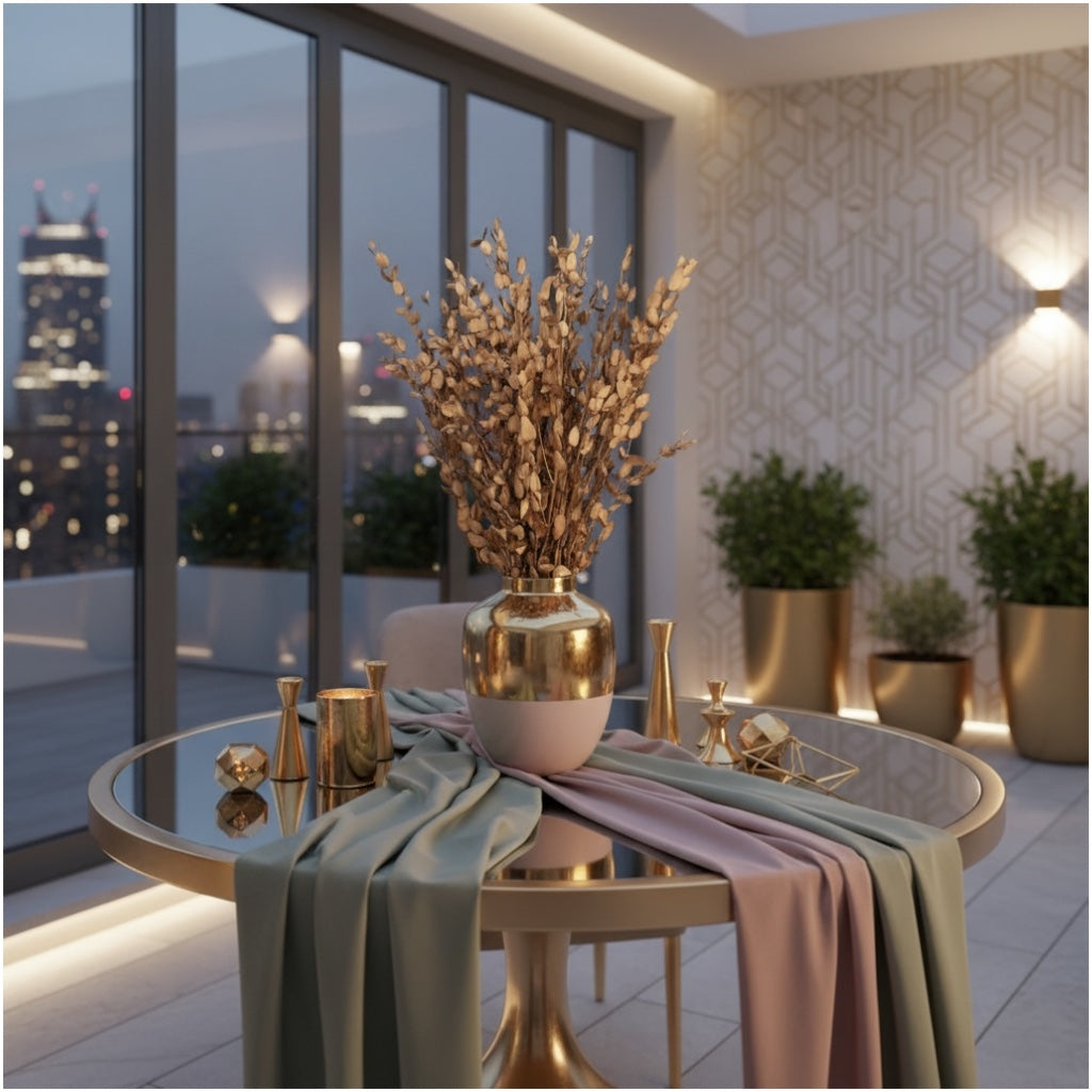 Luxury Gold Eucalyptus Stems – Decorative Botanical Metallic Bouquet- 55 cm