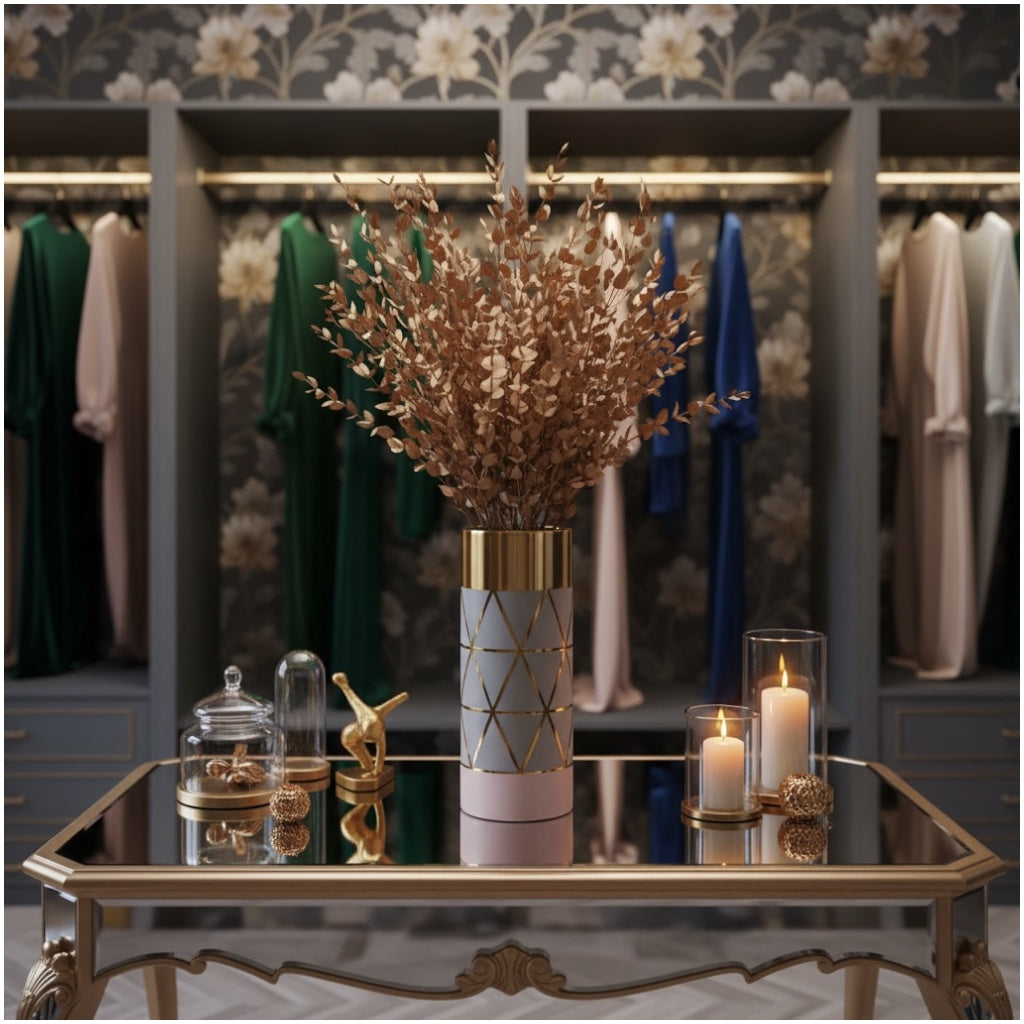 Luxury Gold Eucalyptus Stems – Decorative Botanical Metallic Bouquet- 55 cm