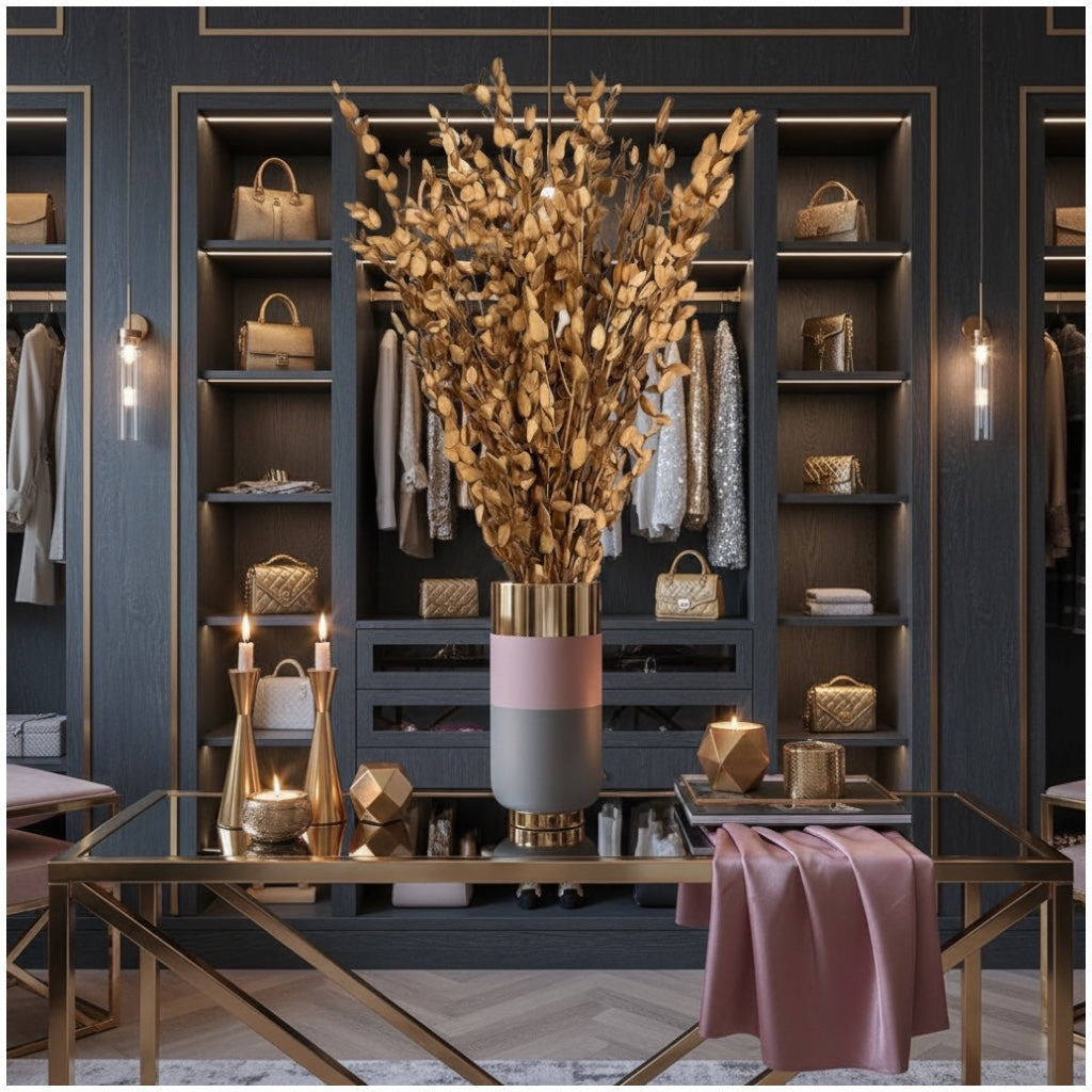 Luxury Gold Eucalyptus Stems – Decorative Botanical Metallic Bouquet- 55 cm