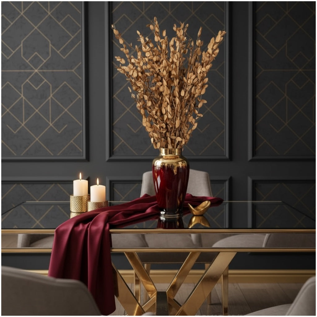 Luxury Gold Eucalyptus Stems – Decorative Botanical Metallic Bouquet- 55 cm