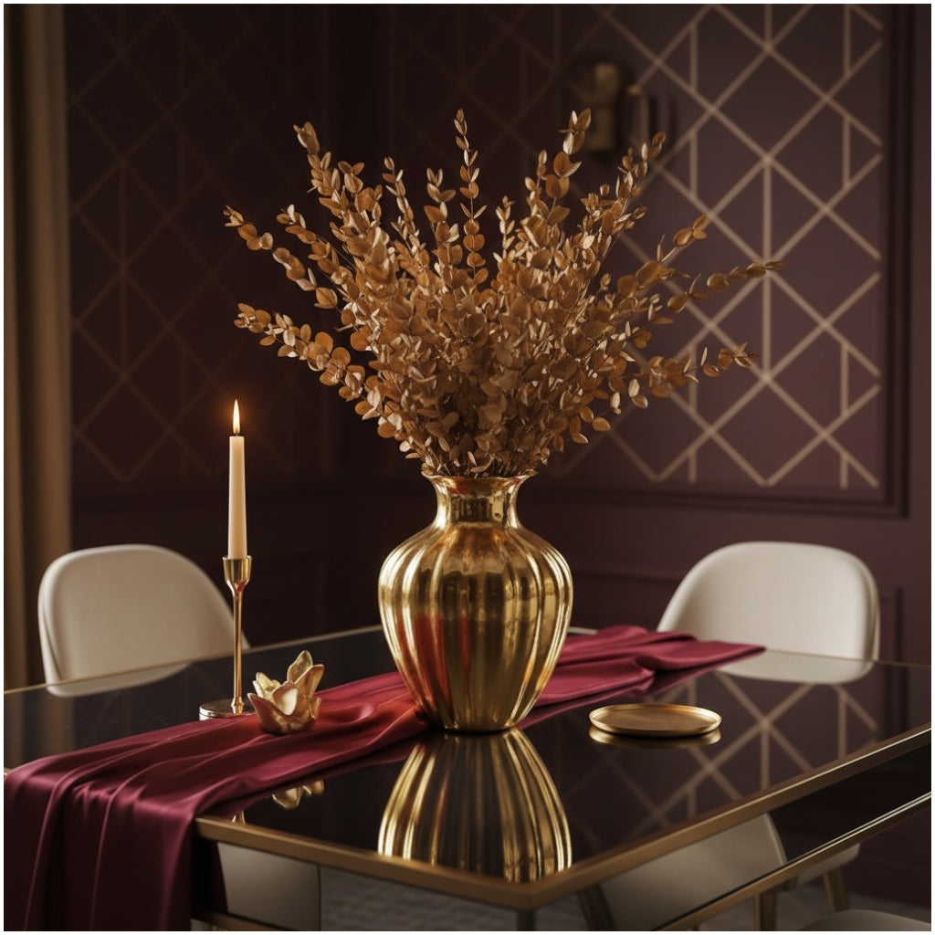 Luxury Gold Eucalyptus Stems – Decorative Botanical Metallic Bouquet- 55 cm
