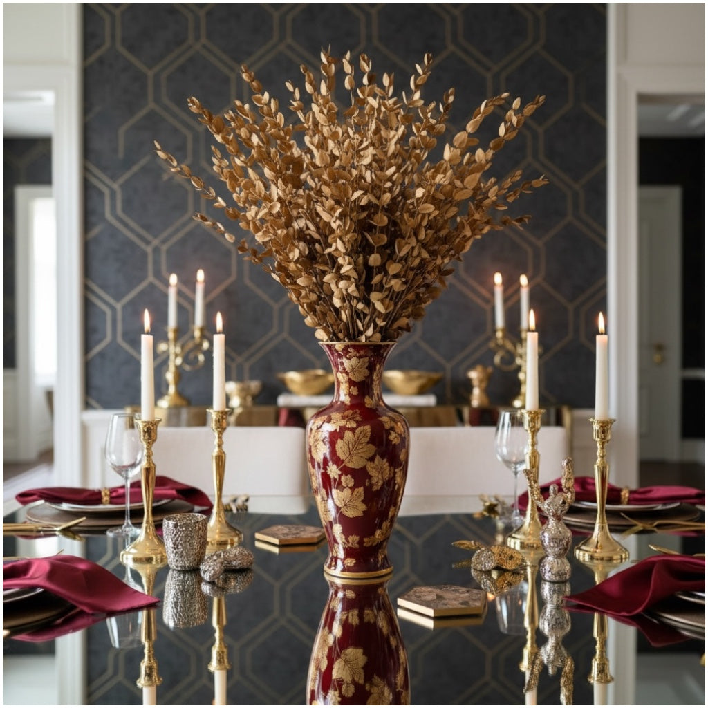 Luxury Gold Eucalyptus Stems – Decorative Botanical Metallic Bouquet- 55 cm