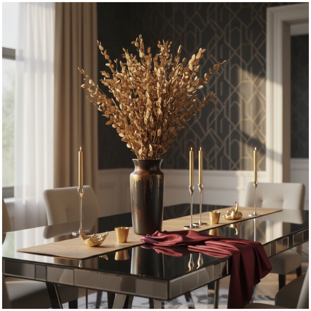 Luxury Gold Eucalyptus Stems – Decorative Botanical Metallic Bouquet- 55 cm
