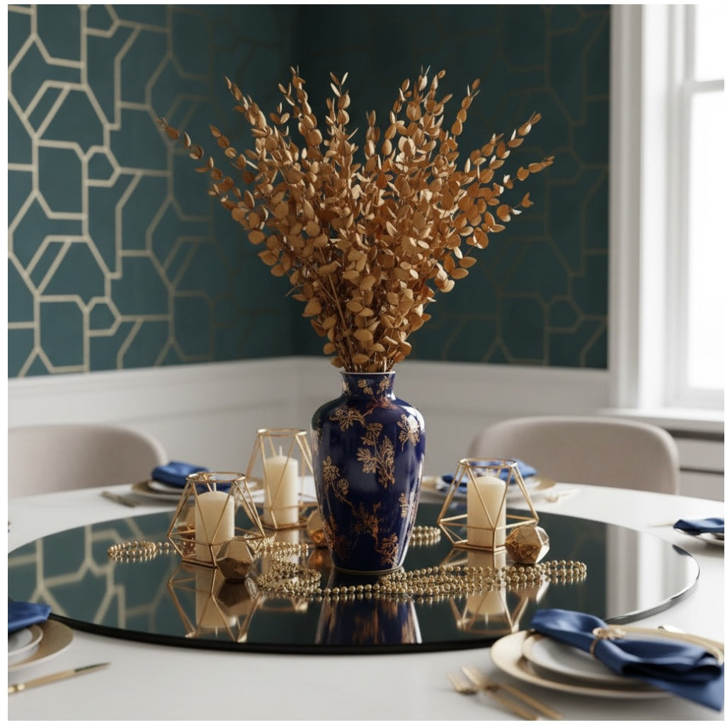 Luxury Gold Eucalyptus Stems – Decorative Botanical Metallic Bouquet- 55 cm