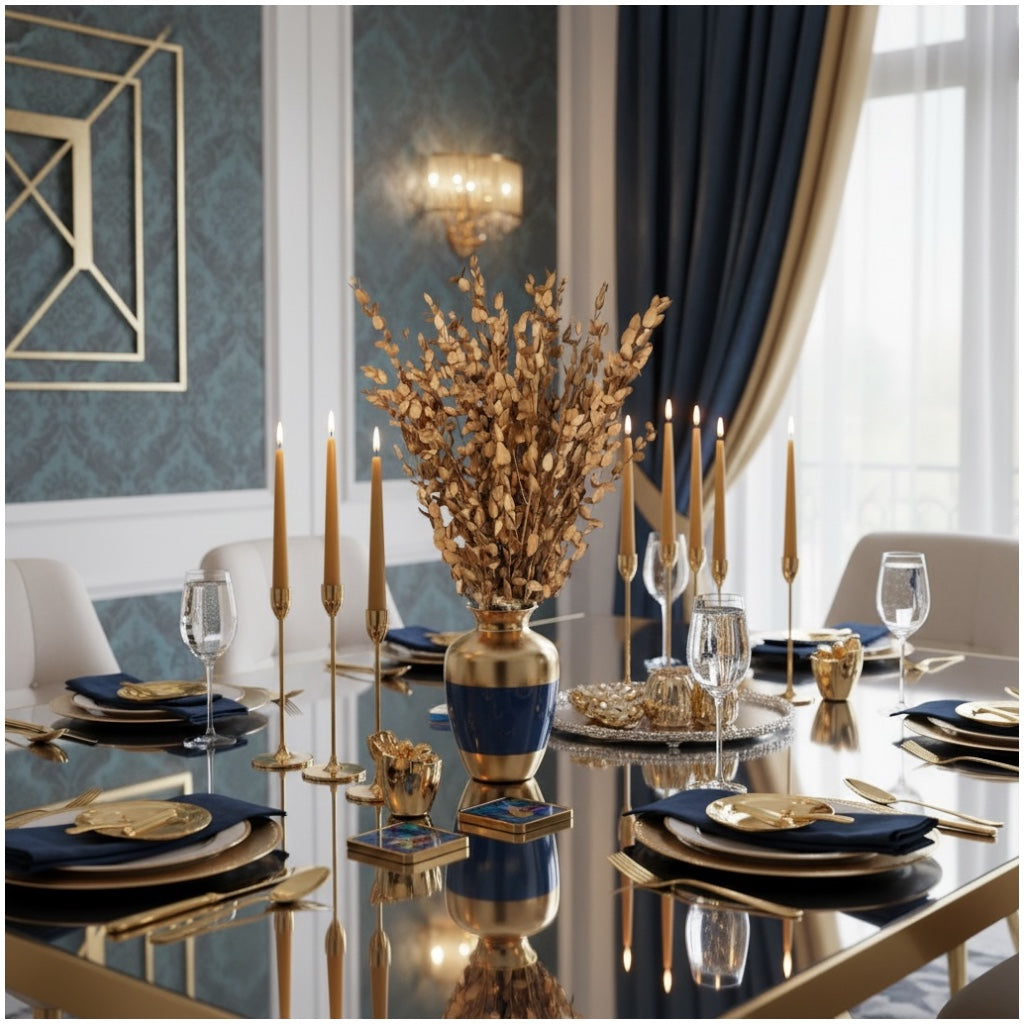 Luxury Gold Eucalyptus Stems – Decorative Botanical Metallic Bouquet- 55 cm