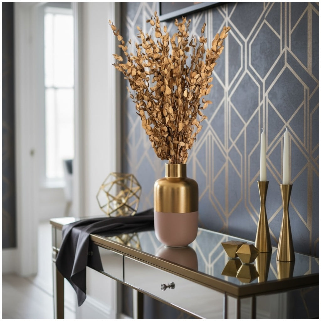 Luxury Gold Eucalyptus Stems – Decorative Botanical Metallic Bouquet- 55 cm