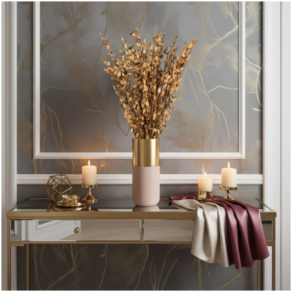 Luxury Gold Eucalyptus Stems – Decorative Botanical Metallic Bouquet- 55 cm